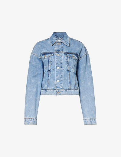 Axel Arigato Womens Light Blue Signature Rome Logo-print Denim Jacket