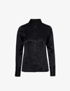 SONG FOR THE MUTE SONG FOR THE MUTE WOMEN'S BLACK FLORAL-JACQUARD SLIM-FIT WOVEN SHIRT