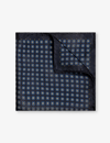 Eton Mens Navy Blue Logo-embroidered Graphic-print Silk Pocket Square
