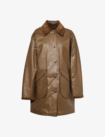 Kassl Editions Brown Coated Jacket In Mud