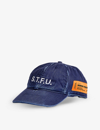 HERON PRESTON HERON PRESTON MENS BLUE BRAND-EMBROIDERED COTTON CAP