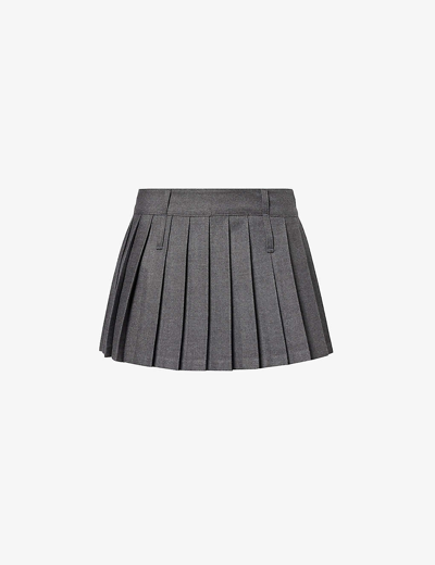 The Frankie Shop Frankie Shop Womens Dark Grey Melange Blake Pleated Woven Mini Skirt