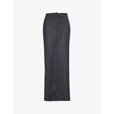 Woera Pinstripe Cashmere Maxi Skirt In Black