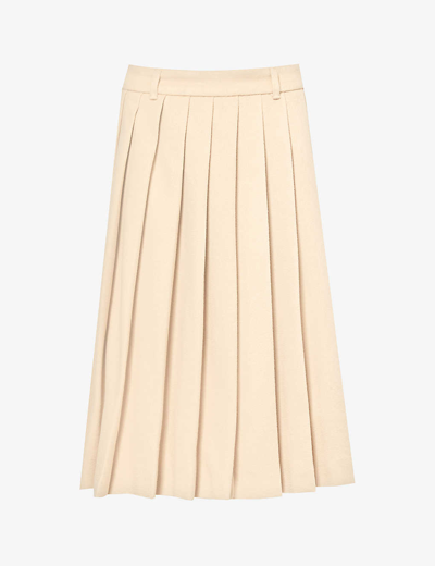 Miu Miu Womens Sabbia Pleated Wool-blend Velour Skirt