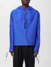 Ferragamo Silk-blend Hooded Shirt With Front Tie And Tied Cuffs In Blue