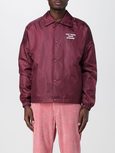 Drôle De Monsieur Text-print Press-stud Bomber Jacket In Burgundy