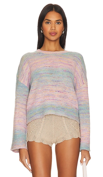 525 Liyan Space Dye Crew Neck Pullover Sweater In Pink
