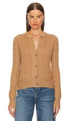 Polo Ralph Lauren Cable Knit Cardigan With Ribbed Finish In Tan