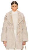 Lamarque Cream Linnea Faux-fur Coat In Beige