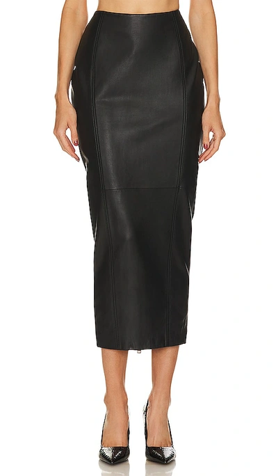 Retroféte Liza Leather Maxi Skirt In Grey