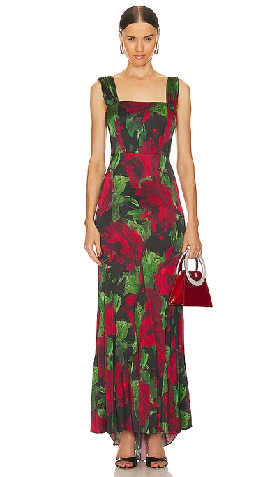 Alice And Olivia Arza Floral-print Godet-pleated Maxi Dress In Multi