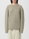 Lemaire Sweater In Melange-effect Brushed Yarn In Grass Green