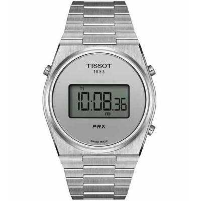 Pre-owned Tissot Prx Digital 40mm Silver Dial Steel Men's Watch T1374631103000