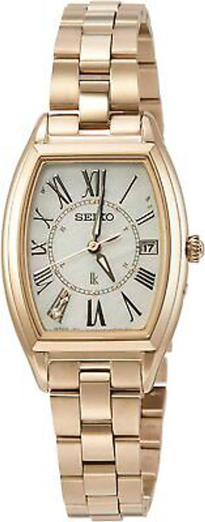 Pre-owned Seiko [ Watch] Lucia Lady Gold Solar Radio Titanium Model Tonneau Shape Diamond-i