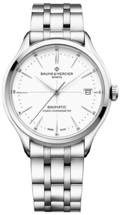 Pre-owned Baume & Mercier Clifton Baumatic Cosc Automatic Steel Date Mens Watch M0a10505
