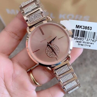 Pre-owned Michael Kors Watch Women's Wristwatch Mk3853 Portia Rose Gold Analogue