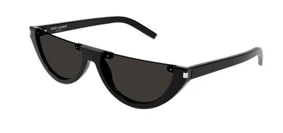 Pre-owned Saint Laurent Sl 563 001 Black/black Semi Rimless Cat-eye Unisex Sunglasses
