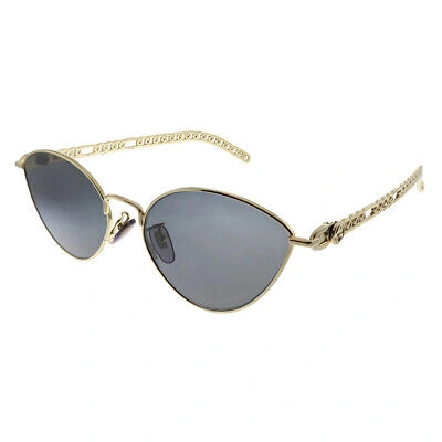 Pre-owned Gucci Gg 0977s 001 Gold Metal Cat-eye Sunglasses Grey Lens In Gray