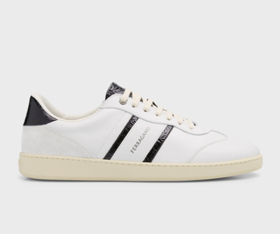 Pre-owned Ferragamo Achille 2 Low Top Sneakers 766323, Bianco Ottico - Retail $830