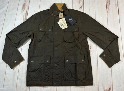 Pre-owned Faherty Mens Jacket L Aztec Blanket Lined Waxed 4pkt Jkt Coe Contry Olive In Green