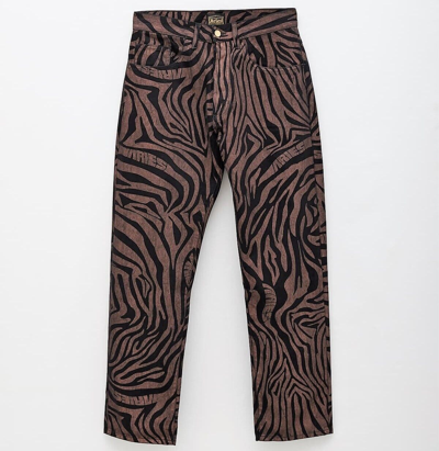Pre-owned Slam Jam Aries X  Tiger Print Batten Jeans, Black/brown - W Sizes 28, 30, 32 In Brown/black