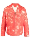 Erl Tie Dye-print Leather Jacket In Orange
