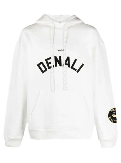 Oamc Denali Graphic Hoodie With Front Kangaroo Pocket In White