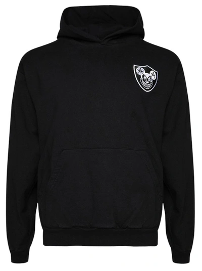 Local Authority Mischief Shield Fleece Hoodie In Washed Black