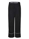 PALM ANGELS BLACK TROUSERS WITH STRIPED DETAILS