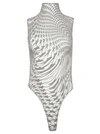 Mugler Star Print Bodysuit In Grey