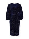 Elie Tahari The Robin V-neck Sequin Velvet Midi Dress In Moonstone