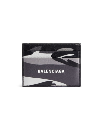 Balenciaga Men's Cash Card Holder In Camo Print In Grey White