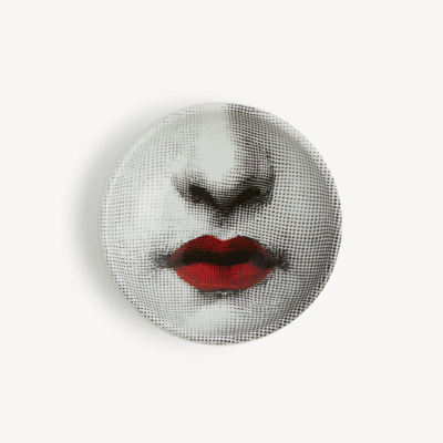 Fornasetti Ashtray Red Lips - Tema E Variazioni N.397 In White/black/red