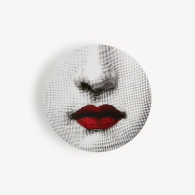Fornasetti Round Box Red Lips - Tema E Variazioni N.397 In White/black/red