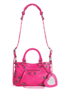Balenciaga Neo Cagole Small Leather Handbag In Bright Pink