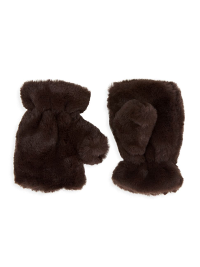 Apparis Ariel Faux Fur Fingerless Gloves In Brown