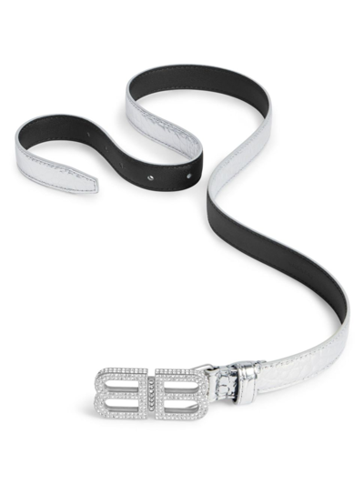 Balenciaga Women's Bb Hourglass Thin Belt In Silver