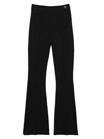 Callas Milano Lola Cropped Stretch Crepe Flare Pants In Black