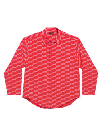 Balenciaga Bb Monogram Minimal Silk Shirt In Red
