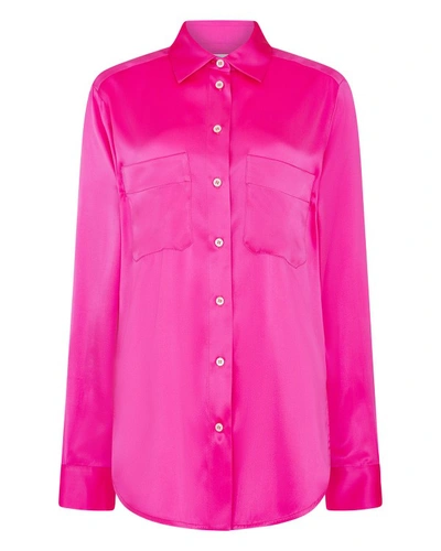 Serena Bute Silk Utility Shirt - Shocking Pink