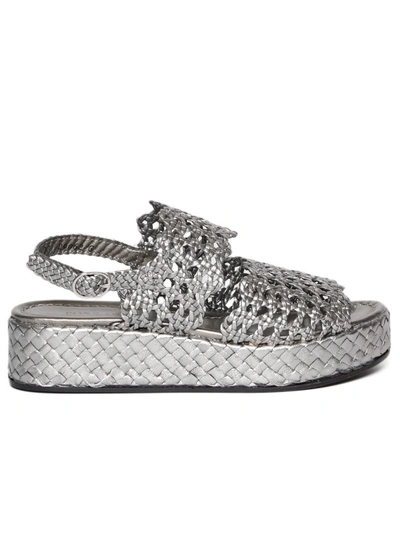 Pons Quintana Silver Woven Leather Sandal