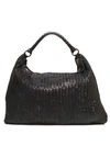 REPTILE'S HOUSE SHOULDER BAG IN SOFT FADED BLACK LEATHER