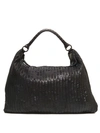 Reptile's House Shoulder Bag In Soft Faded Black Leather In Black