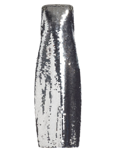 Alejandra Alonso Rojas Women's Sequined Sleeveless Bustier Midi-dress In Silver