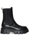 Premiata Combat Boots In Black Leather In Black