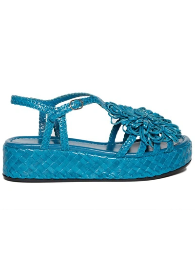 Pons Quintana Sandal In Royal Blue Woven Leather