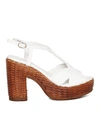 PONS QUINTANA SANDAL IN CREAM WOVEN LEATHER