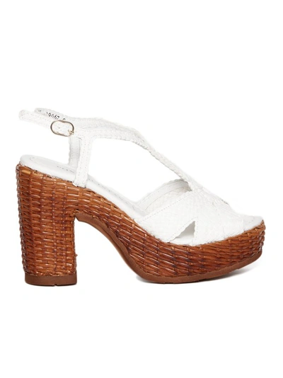 Pons Quintana Sandal In Cream Woven Leather In White