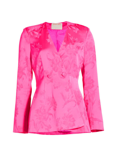 Alejandra Alonso Rojas Women's Double-breasted Silk Jacquard Jacket In Fuchsia