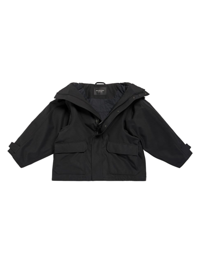 Balenciaga Slouch-hood Parka Coat In Black